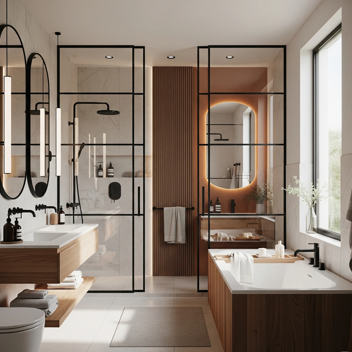 แบบห้องน้ำ wood modern