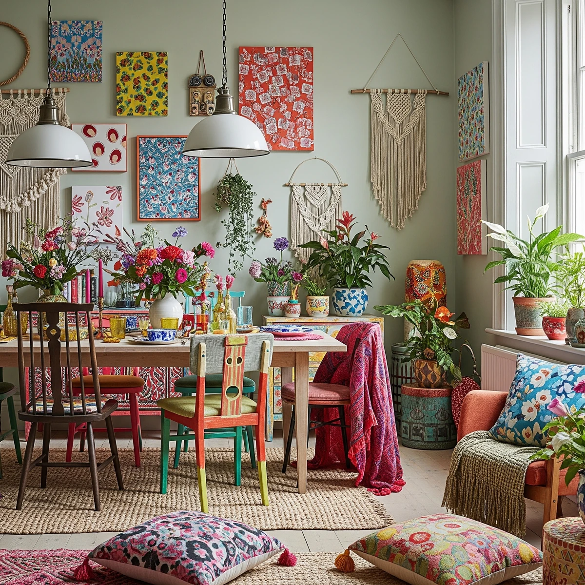 ออกแบบตกแต่งห้องทานอาหารสวย ๆ ในบ้านสไตล์ bohemian