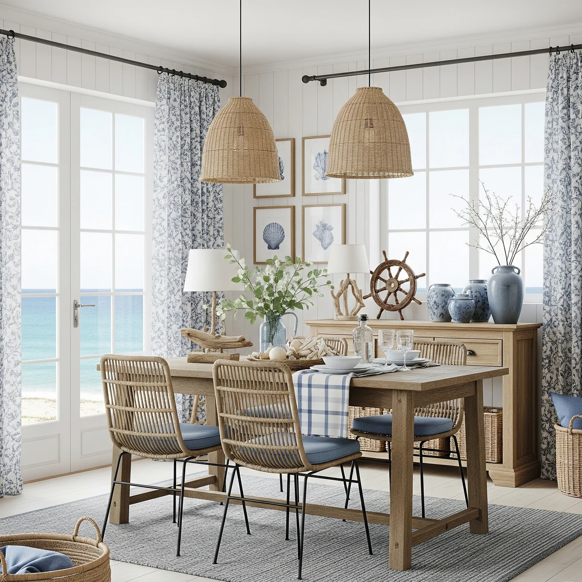 ออกแบบตกแต่งห้องทานอาหารสวย ๆ ในบ้านสไตล์ coastal/beach house