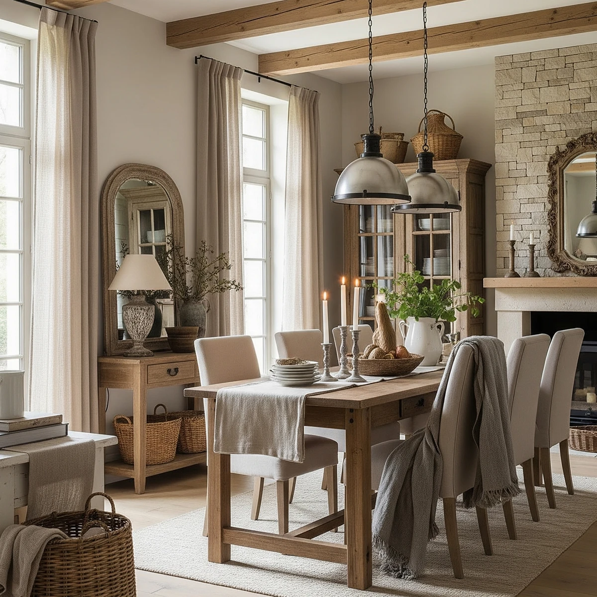 ออกแบบตกแต่งห้องทานอาหารสวย ๆ ในบ้านสไตล์ farmhouse chic