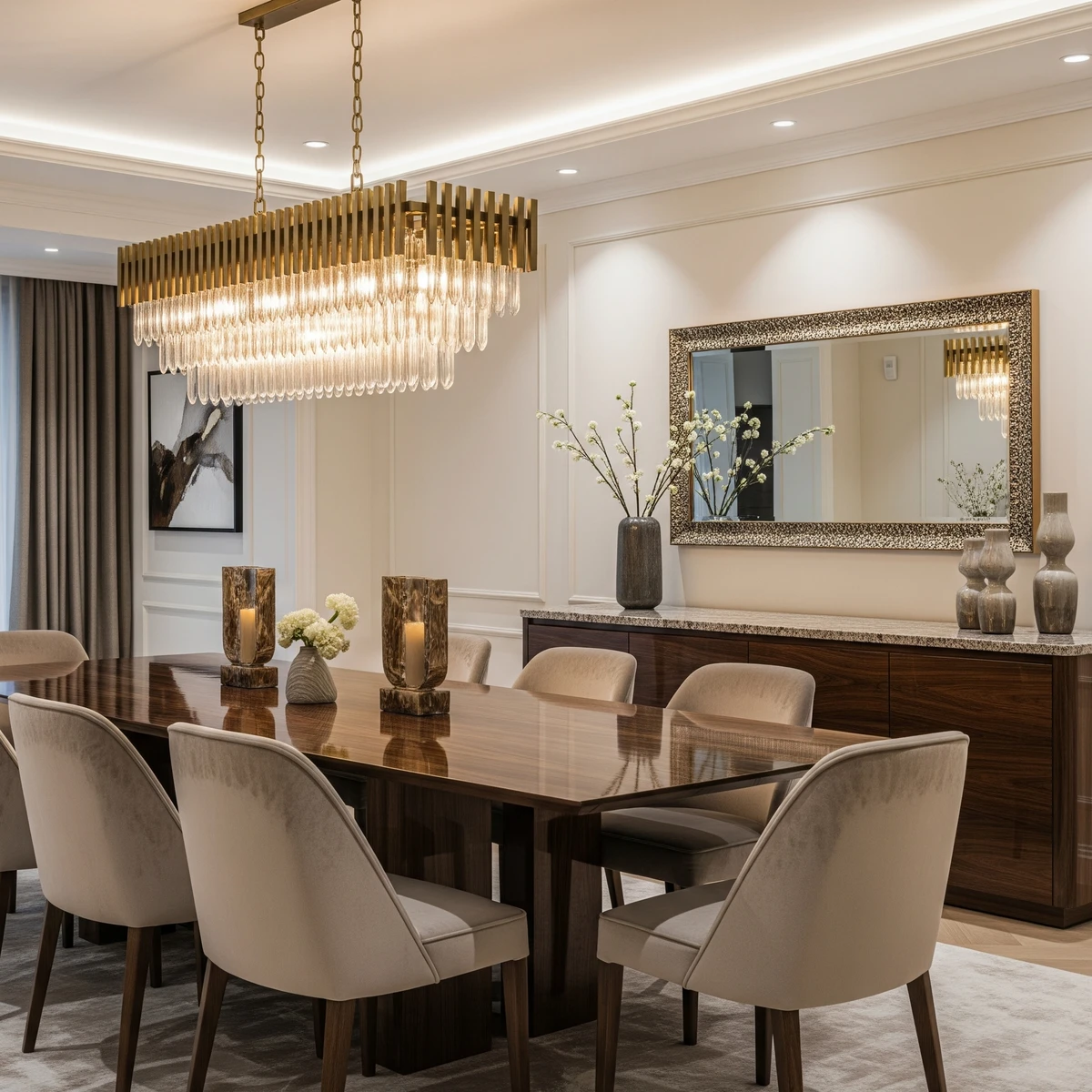 ออกแบบตกแต่งห้องกินข้าวในบ้านหรู ๆ สไตล์ modern luxury