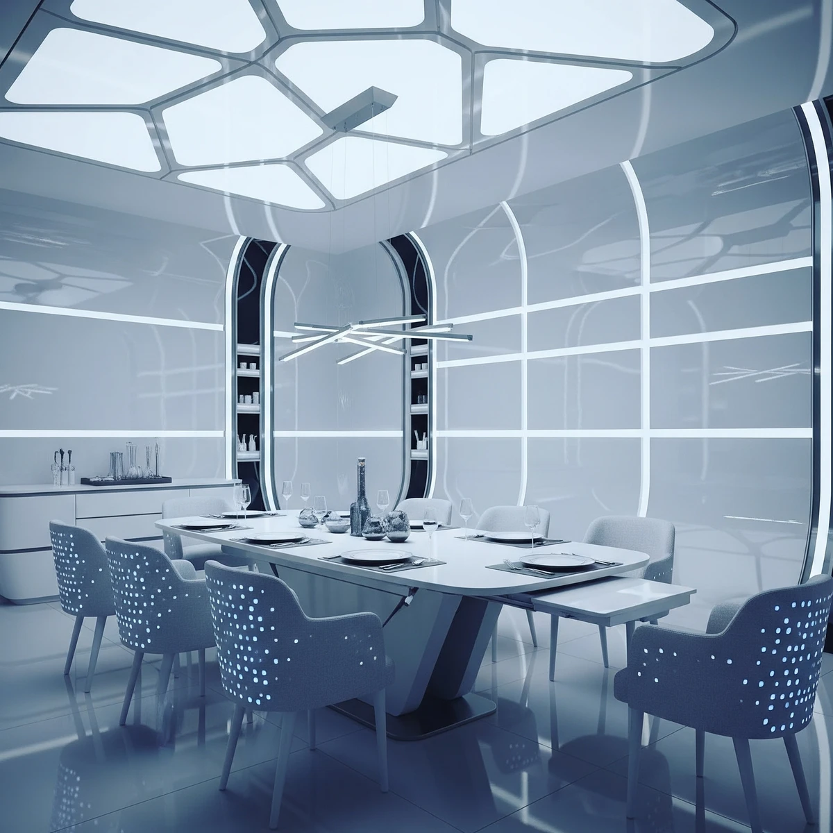 ออกแบบตกแต่งห้องกินข้าวสวย ๆ ในบ้านสไตล์ sci-fi/futuristic