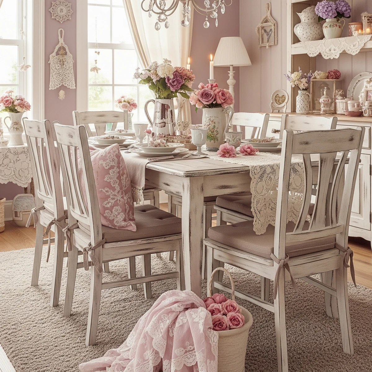ออกแบบตกแต่งห้องกินข้าวสวย ๆ ในบ้านสไตล์ shabby chic
