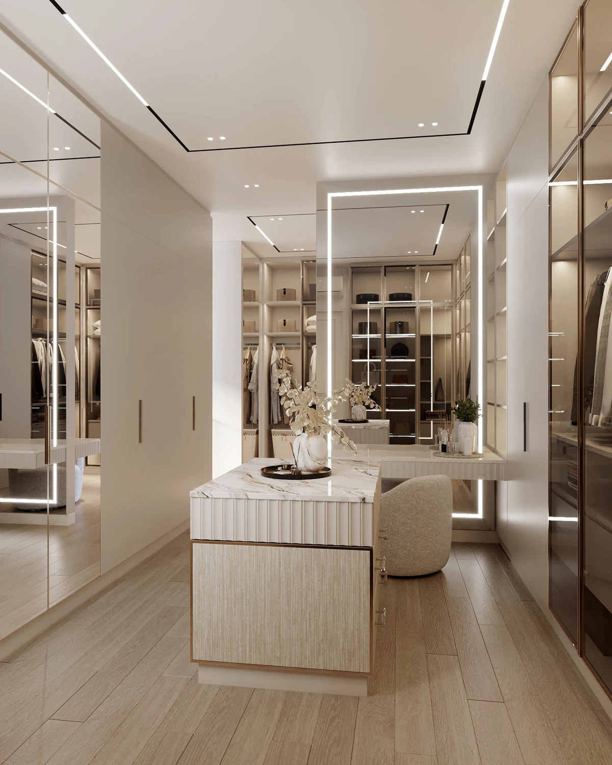 ออกแบบติดตั้งตู้เสื้อผ้า built in พรีเมี่ยม โดย one nine one discreet luxury interior design