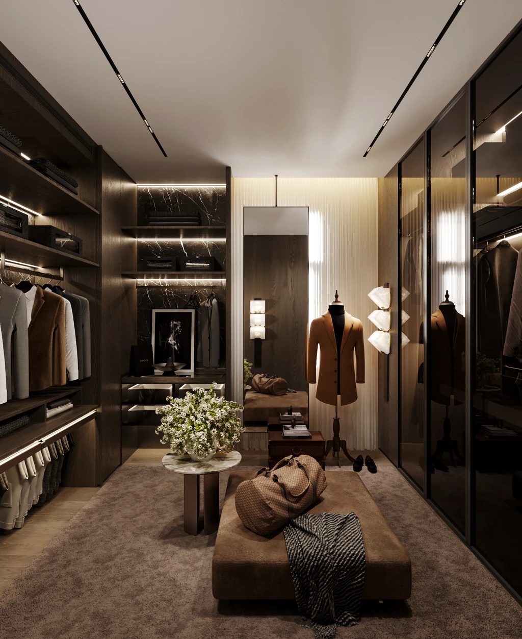 ออกแบบมุมตู้เสื้อผ้าสไตล์โมเดิร์น เลือกบริการออกแบบภายใน one nine one discreet luxury interior design