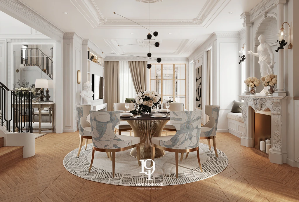 บ้านสไตล์วินเทจคลาสสิก ออกแบบโดย One Nine One Discreet Luxury Interior Design