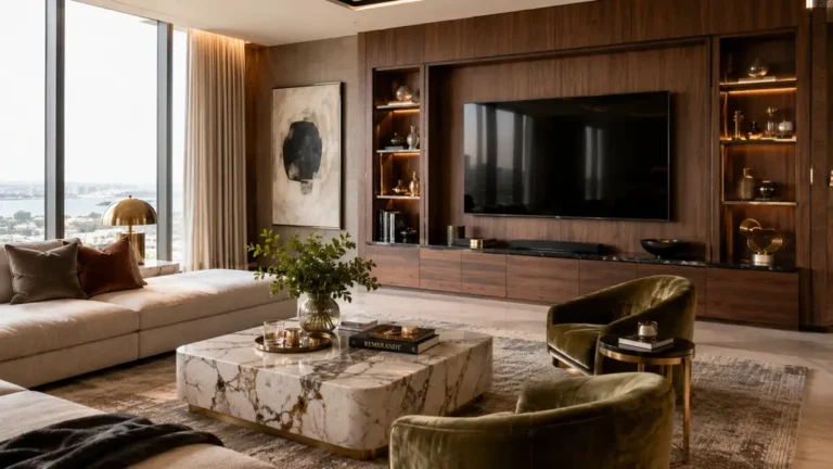 ห้องนั่งเล่นสไตล์ luxury พร้อมเฟอร์นิเจอร์สั่งทำ