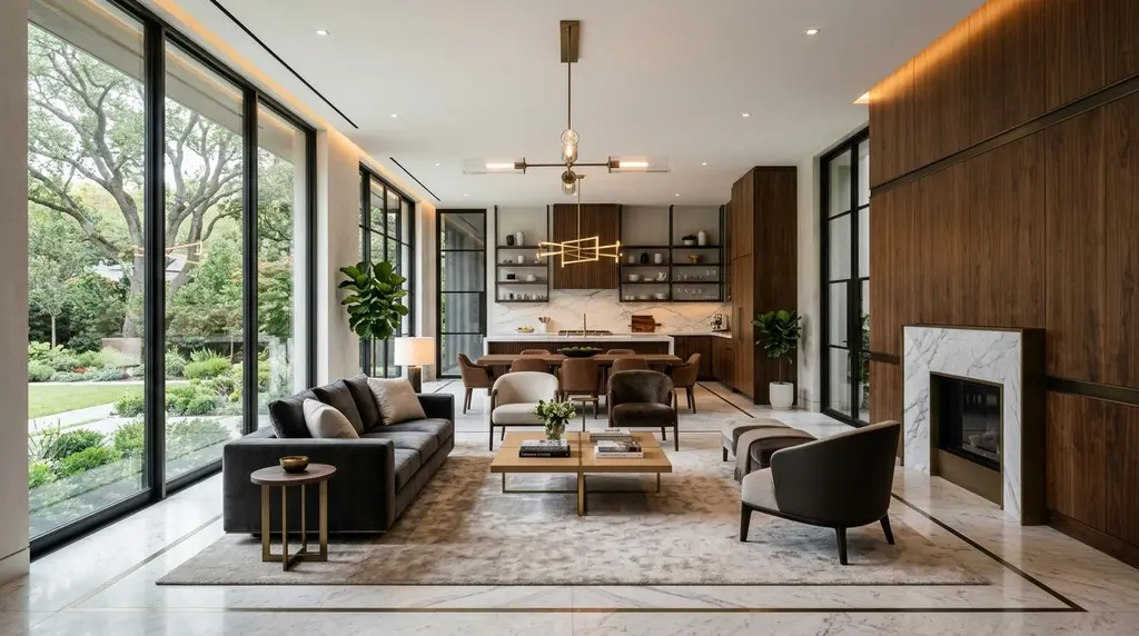 บ้านสไตล์ modern luxury ที่ออกแบบด้วยหลัก material contrast