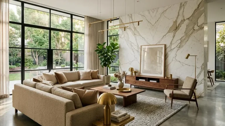 การตกแต่งภายในสไตล์ modern luxury ด้วยหลัก material contrast